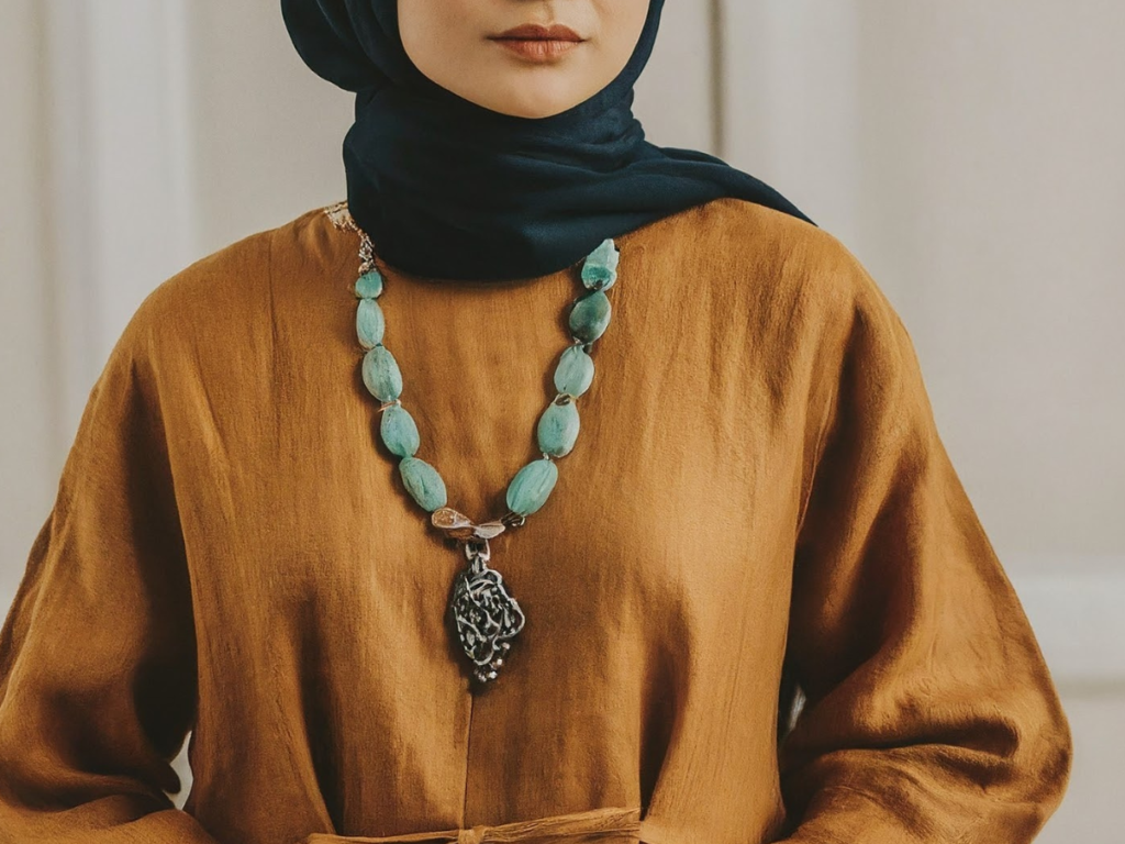 Close-up image of a Linen Abaya