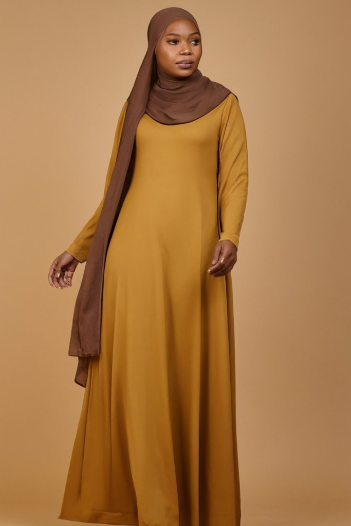 Mustard Colour Abaya for Brown Skin